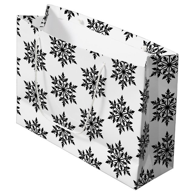 Grand sac cadeau de Noël-Snowflakes (Devant Angle)