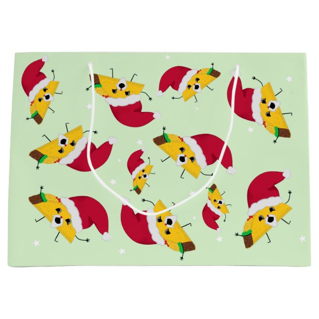 Grand sac cadeau de Noël Taco Père Noël (Devant)