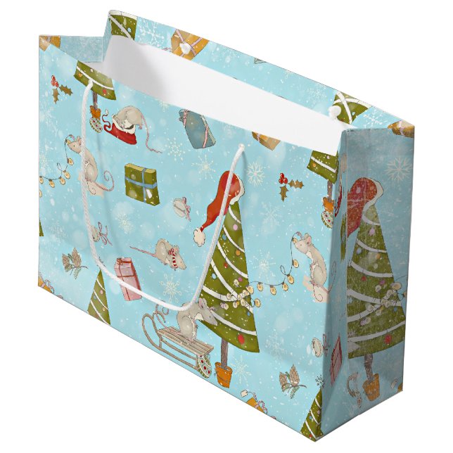 Grand Sac Cadeau De souris et de Noël Arbre Motif de Noël pour enfa (Devant Angle)