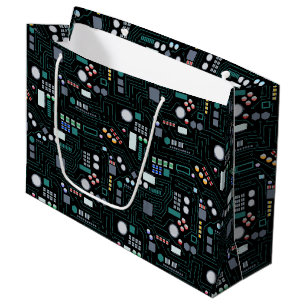 Grand Sac Cadeau Décor de bureau du Motif de carte de circuits info