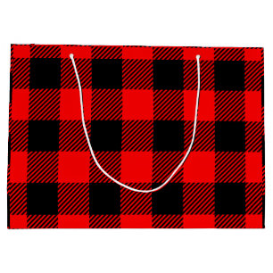 Grand Sac Cadeau Décor rouge et noir de contrôle de Buffalo de