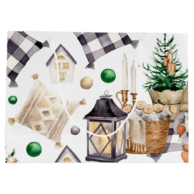Grand Sac Cadeau Décoration de Noël Gnome (Dos)