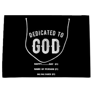 GRAND SAC CADEAU DÉDIÉ À DIEU PERSONNALISABLE COOL TEXTE BLANC