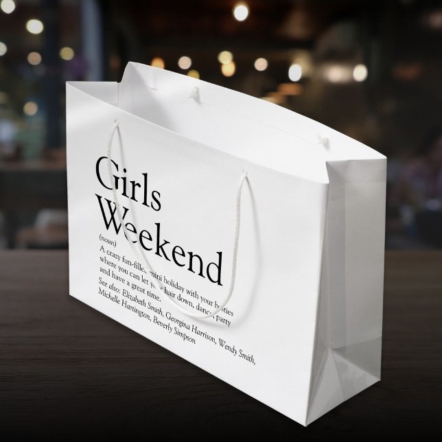 Grand Sac Cadeau Définition du week-end pour filles personnalisées (Personalized Girls Weekend Definition Large Gift Bag)