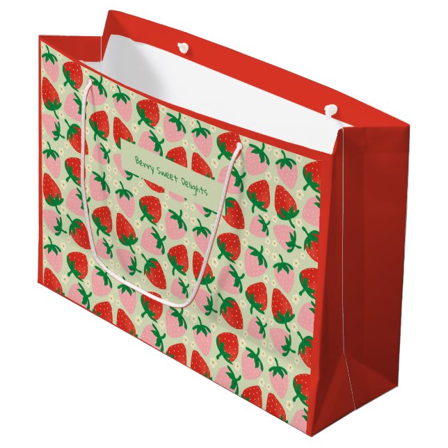 Grand Sac Cadeau Délices de Baies Sucrées  Vert Olive (Devant Angle)
