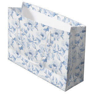 Grand Sac Cadeau Délicieux bleu blanc floral douche de mariée