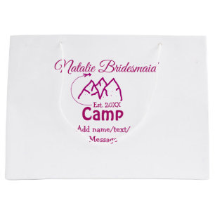 Grand Sac Cadeau Demoiselle d'honneur de camp rose ajouter nom date