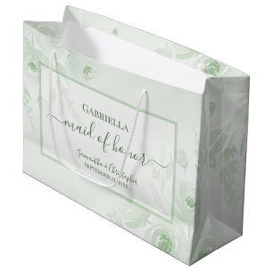Grand Sac Cadeau Demoiselle d'honneur de mariage floral aquarelle b