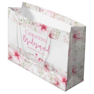 Grand Sac Cadeau Demoiselle d'honneur Fleur Rose Mignonne
