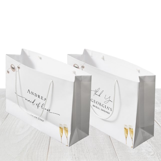 Grand Sac Cadeau Demoiselle d'honneur Merci Perles et Prosecco (Créateur téléchargé)