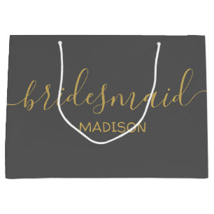 Grand Sac Cadeau Demoiselle d'honneur personnalisée Chic Féminin Or