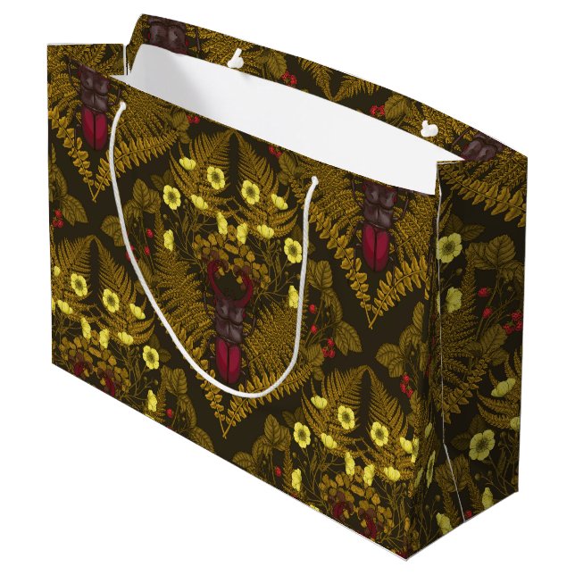 Grand Sac Cadeau Dendroctones et fougères (Dos Angle)