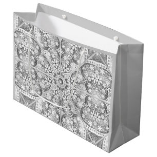 Grand Sac Cadeau Dentelle en céramique Gris