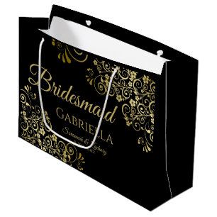 Grand Sac Cadeau Dentelle noire et or classique Élégante femme de c