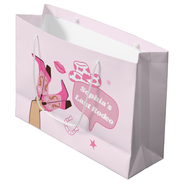 Grand Sac Cadeau Dernier Rodeo Cowgirl Bachelorette Party (Devant Angle)
