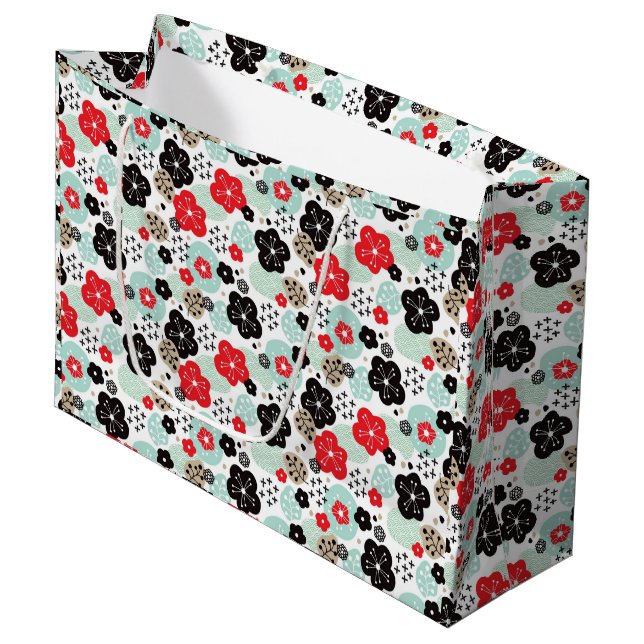 Grand Sac Cadeau Design motif japonais (Devant Angle)