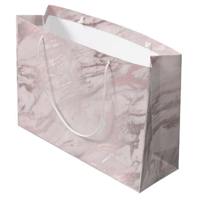 Grand Sac Cadeau Design rose en marbre or (Dos Angle)