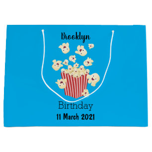 Grand Sac Cadeau Dessin animé de pop-corn sautant drôle mignon