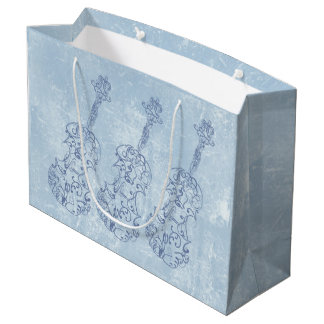Grand Sac Cadeau Dessin au trait bleu violon