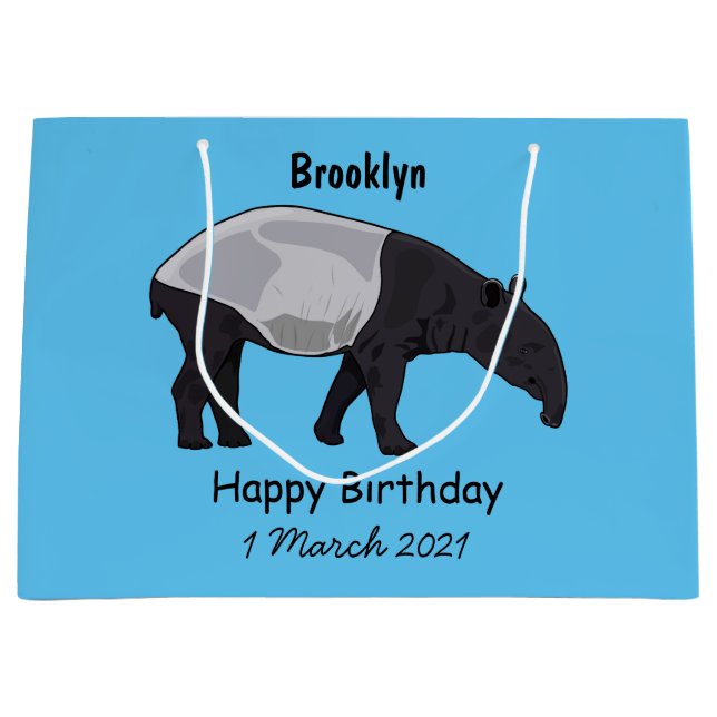 Grand Sac Cadeau Dessin sur Tapir (Devant)