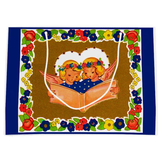 Grand Sac Cadeau deux anges chantant (Devant)