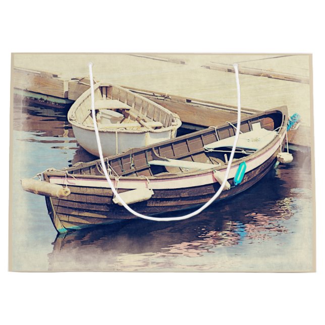 Grand Sac Cadeau Deux bateaux en bois de vieux bateaux à rames (Devant)