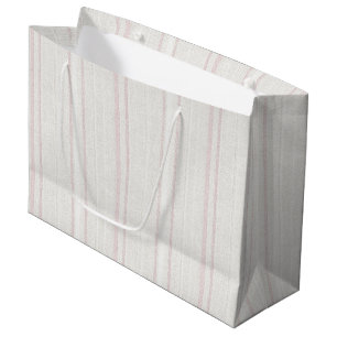 Grand Sac Cadeau Déversement de mariage de pierre rose rayures blan