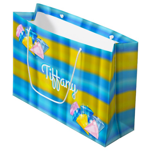 Grand Sac Cadeau Diamants brillants de coordination PLAID 3- (Devant Angle)