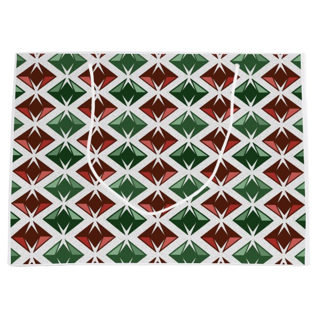 Grand Sac Cadeau Diamants Motif graphique Vert rouge (Devant)