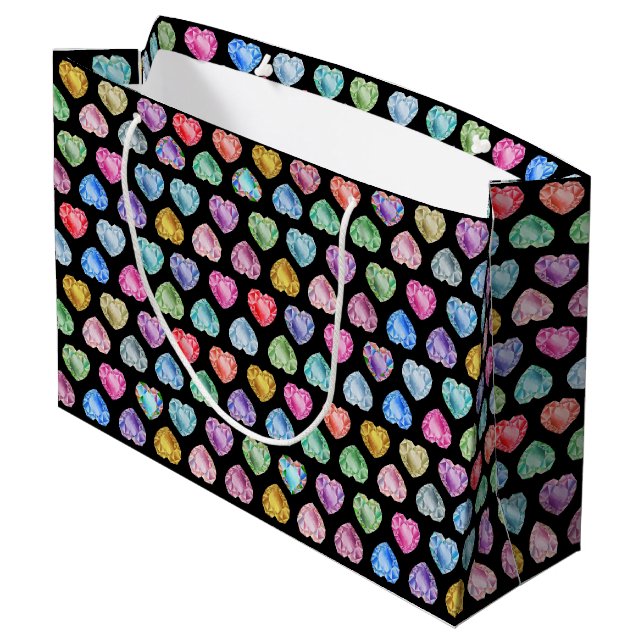 Grand Sac Cadeau Diamond Heart Aquarelle Motif mignon Pastel Girly (Dos Angle)