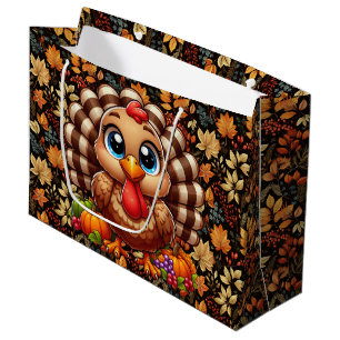 Grand Sac Cadeau Dinde de Thanksgiving