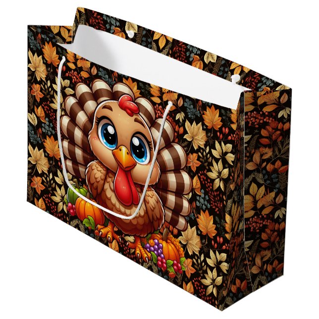 Grand Sac Cadeau Dinde de Thanksgiving (Devant Angle)