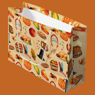 Grand Sac Cadeau Dîner de Thanksgiving d'automne de la fête