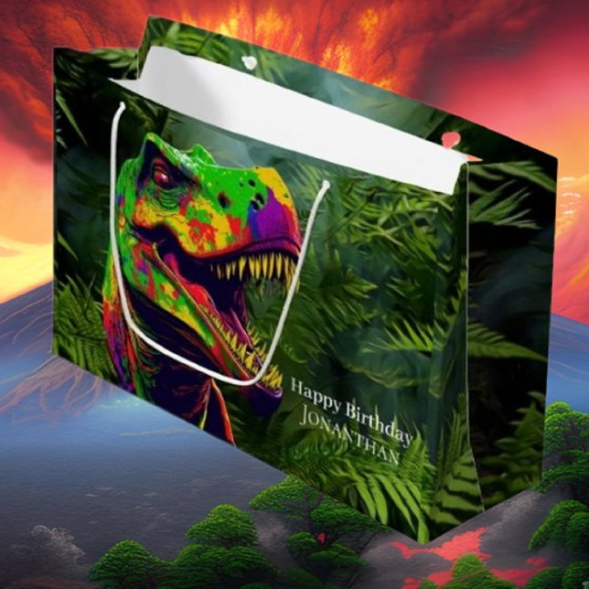 Grand Sac Cadeau Dino heureux Anniversaire enfants Jungle (Bring your dream party to life with our selection of quality Dinosaur themed party supplies )