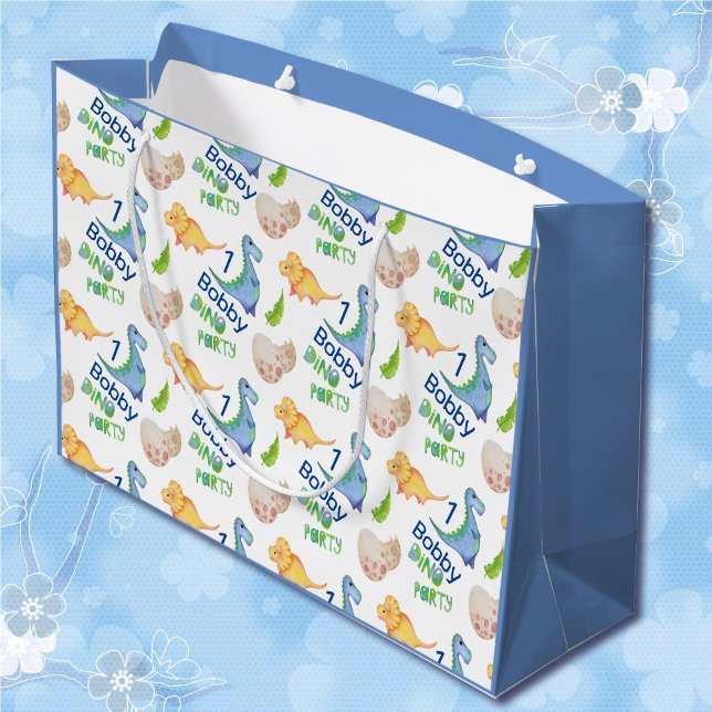Grand Sac Cadeau Dino Party Cute Dinosaur Anniversaire Garçon Perso (Créateur téléchargé)