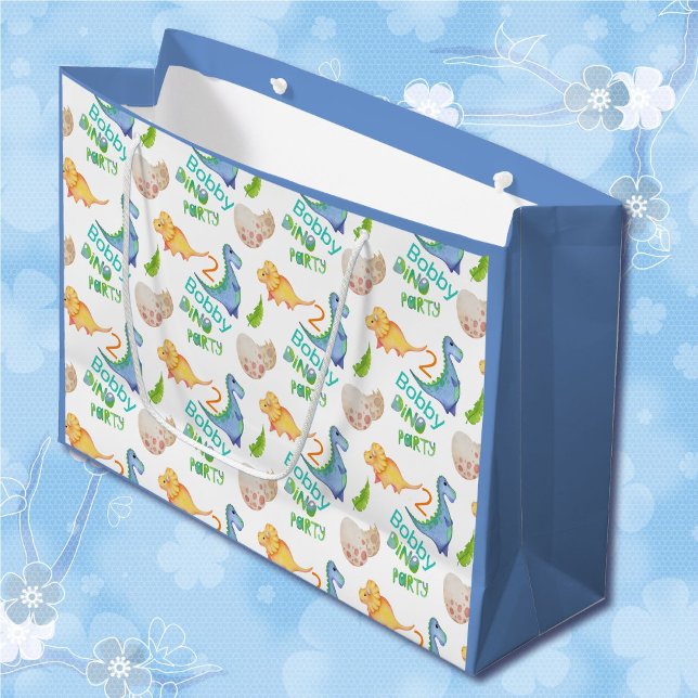 Grand Sac Cadeau Dino Party Cute Dinosaur Anniversaire Nom et âge d (Créateur téléchargé)