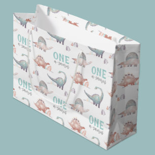 Grand Sac Cadeau Dinosaur One-A-Saurus 1er anniversaire