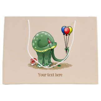 Grand Sac Cadeau Dinosaure avec ballons d'anniversaire
