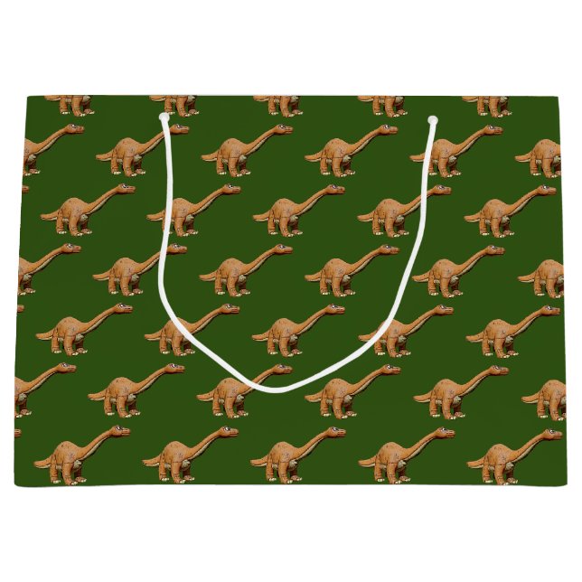 Grand Sac Cadeau Dinosaure Dessin de dessin Brontosaurus (Devant)