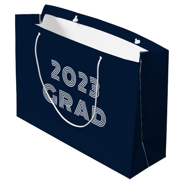 Grand Sac Cadeau Diplômé 2023 Bleu  (Dos Angle)