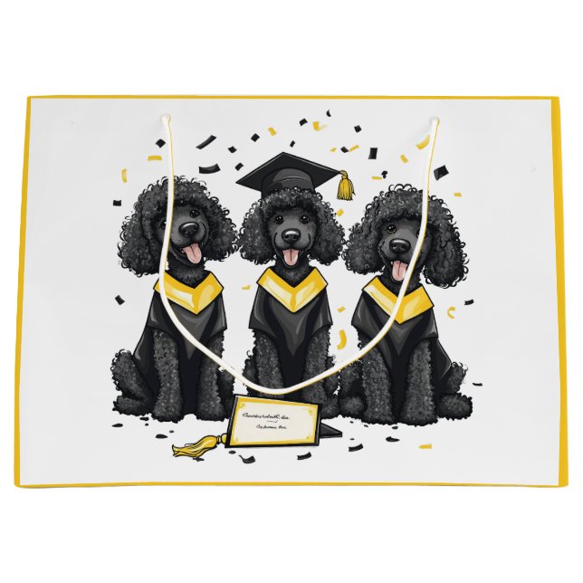 Grand Sac Cadeau Diplôme Chiens de caniche standard (Devant)