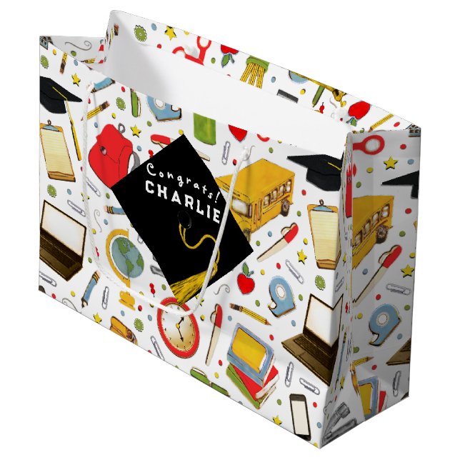 Grand Sac Cadeau Diplômé Créatif (Devant Angle)
