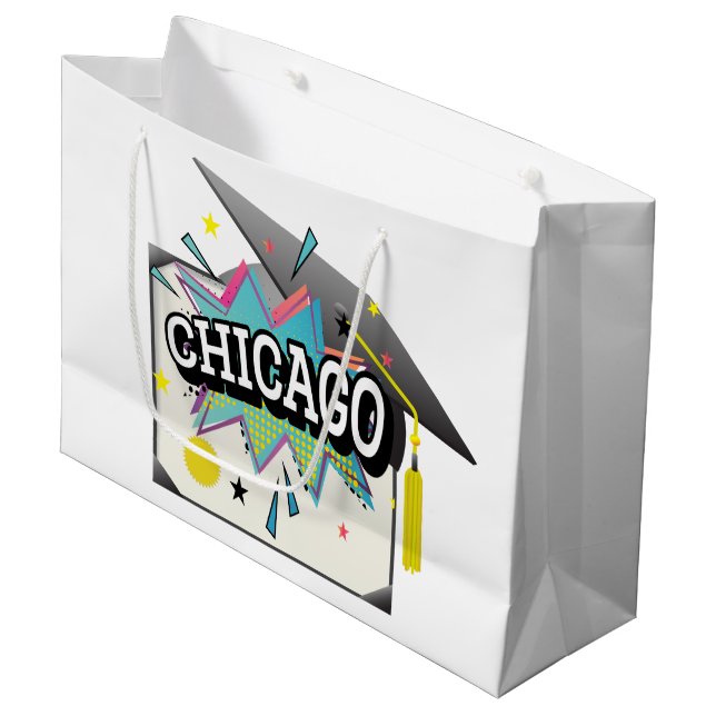 Grand Sac Cadeau Diplômé de Chicago (Devant Angle)