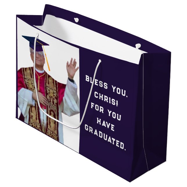 Grand Sac Cadeau Diplôme drôle d'une école catholique (Devant Angle)