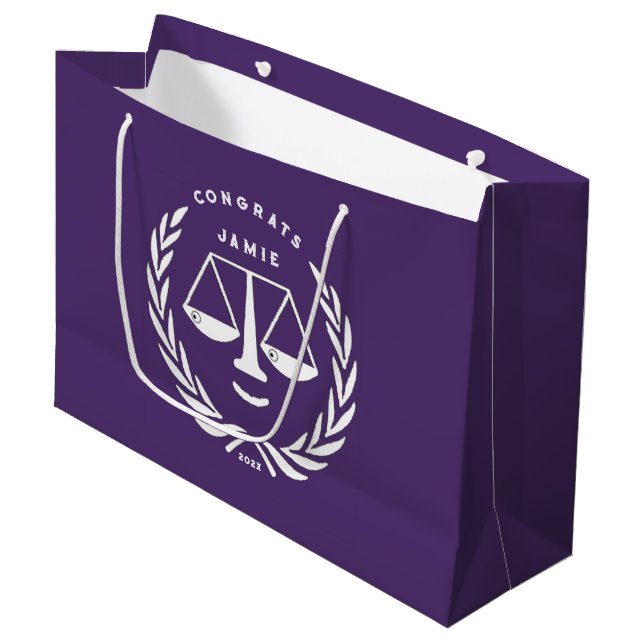 Grand Sac Cadeau Diplômé en droit (Devant Angle)
