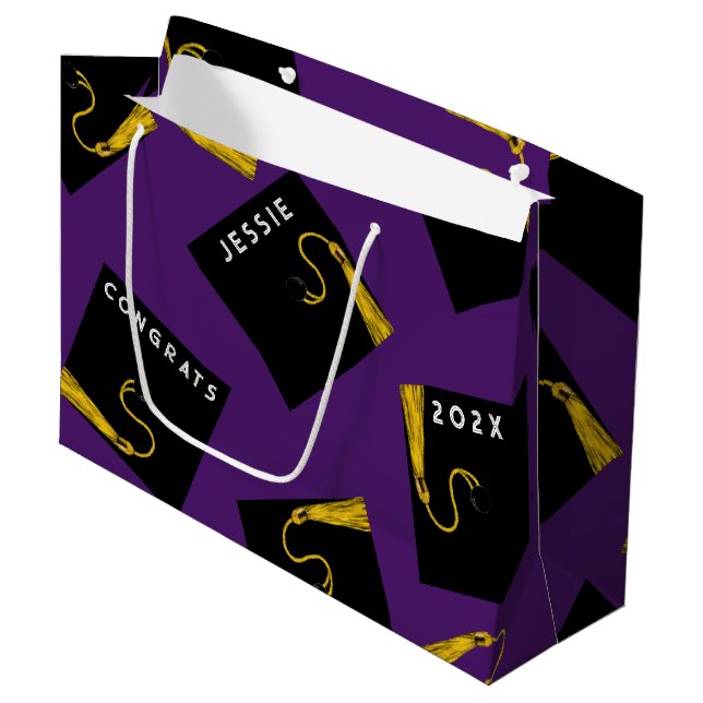 Grand Sac Cadeau Diplômé Violet 2026 (Devant Angle)