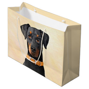 Grand Sac Cadeau Doberman Pinscher Peinture non découpée Art origin