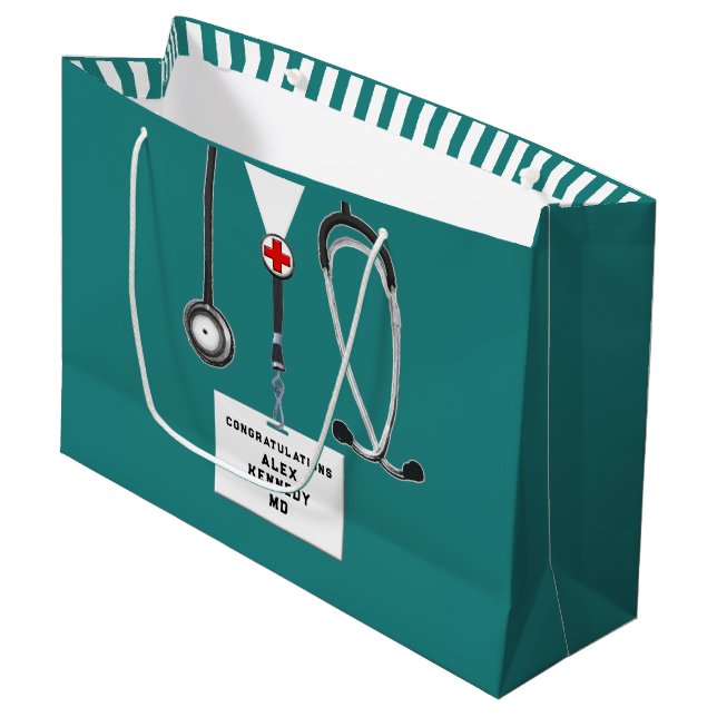 Grand Sac Cadeau Docteur personnalisé École Médicale (Devant Angle)