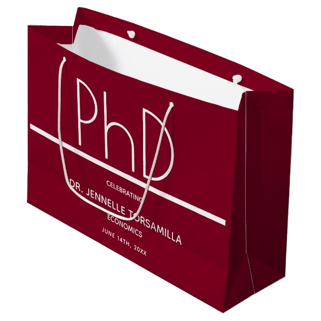 Grand Sac Cadeau Doctorat Burgundy Graduation Party (Devant Angle)