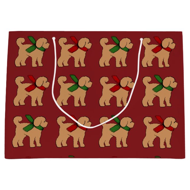 Grand Sac Cadeau Doodle Dog Puppy Christmas Holiday (Devant)